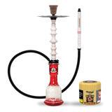 Starbuzz Woodline Hookah Bundle - White with Red Stripes